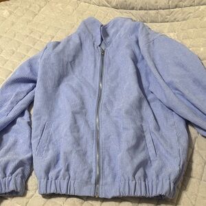 Lilac Corduroy Zip-Up Bomber Jacket